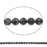 Sneeuwvlok Obsidiaan Beads, Ronde, natuurlijk, verschillende grootte voor keus, Gat:Ca 1mm, Lengte Ca 15 inch, Verkocht door Bag