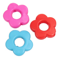 Opaque Acrylic Beads, Flower, solid color, mixed colors, 14x3.5mm, Hole:Approx 1mm, Approx 1200PCs/Bag, Sold By Bag