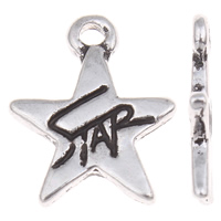 Zink Alloy Star Pendant, ordet star, antik silver pläterad, emalj, nickel, bly och kadmium gratis, 12x15x1.50mm, Hål:Ca 1mm, 10PC/Bag, Säljs av Bag