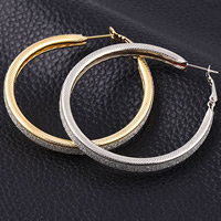 Zinc Alloy Hoop Earring stainless steel post pin Donut plated stardust nickel lead & cadmium free Sold By Bag