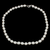 Natural Freshwater Pearl Necklace, brass clasp, Potato, different length for choice & different styles for choice, white, 8-9mm, Sold By Strand
