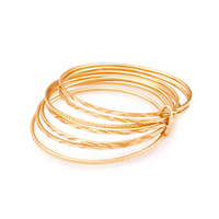 Brass Bangle, Donut, 18K gold plated, flower cut & 7-strand, nickel, lead & cadmium free, 65x65mm, Inner Diameter:Approx 65mm, Length:Approx 8 Inch, Sold By PC