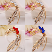 Fashion Earring Cuff and Wraps Zinc Alloy with Crystal Leaf gold color plated faceted & with rhinestone nickel lead & cadmium free Sold By PC