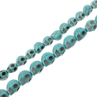 Abalorios de Turquesa, Turquesa sintético, Calavera, diverso tamaño para la opción, azul, agujero:aproximado 1mm, longitud:aproximado 15 Inch, Vendido por Bolsa