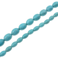Turquoise Beads, Oval, different size for choice, blue, Hole:Approx 1mm, Length:Approx 15 Inch, Sold By Bag