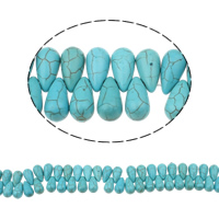 Perles turquoises, turquoise synthétique, larme, bleu, 9x17mm, Trou:Environ 1mm, Longueur:Environ 15 pouce, 50Strandstoron/sac, Environ 84PC/brin, Vendu par sac