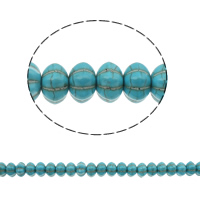 Perles turquoises, turquoise synthétique, lanterne, ondulé, bleu, 12x8mm, Trou:Environ 1mm, Longueur:Environ 15 pouce, 50Strandstoron/sac, Environ 48PC/brin, Vendu par sac