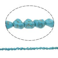 Turquoise Beads, Nuggets, blue, 12x10mm, Hole:Approx 1mm, Length:Approx 15 Inch, 50Strands/Bag, Approx 35PCs/Strand, Sold By Bag