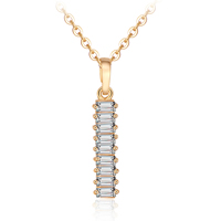 Gets® Jewelry Necklace, Brass, Rectangle, 18K gold plated, oval chain & with cubic zirconia & faceted, nickel, lead & cadmium free, 4x26mm, Sold Per Approx 17.5 Inch Strand