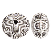 Tibetan Style Flat Beads, Flat Round, antique silver color plated, lead & cadmium free, 13x18mm, Hole:Approx 2mm, 10PCs/Bag, Sold By Bag