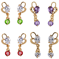 Gets® Jewelry Earring, Brass, 18K gold plated, with cubic zirconia & faceted, more colors for choice, nickel, lead & cadmium free, 10-25mm, Sold By Pair