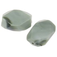 Perles acrylique de couleur unie, ovale plat, facettes & couleur solide, vert pois, 15x10x5.50mm, Trou:Environ 1mm, 2sacsvalises/lot, Environ 600PC/sac, Vendu par lot