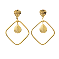 Gets® Jewelry Earring Brass Rhombus 18K gold plated flower cut nickel lead & cadmium free Sold By Pair