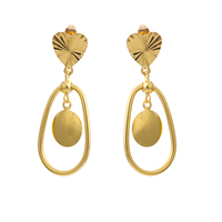 Gets® Jewelry Earring, Brass, Flat Round, 18K gold plated, flower cut, nickel, lead & cadmium free, 15x43mm, Sold By Pair