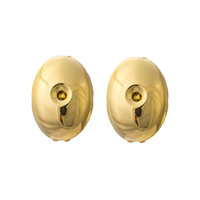 Boucle d'oreille Bijoux Gets®, laiton, ovale plat, Plaqué d'or 18K, protéger l'environnement, sans nickel, plomb et cadmium, 15x22mm, Vendu par paire
