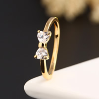 Zinc Alloy Finger Ring Butterfly gold color plated & with cubic zirconia nickel lead & cadmium free Sold By Bag