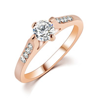 Zinc Alloy Finger Ring real rose gold plated & micro pave cubic zirconia nickel lead & cadmium free 21mm Sold By PC