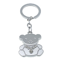 Zinc Alloy Key Chain Bear platinum color plated with rhinestone nickel lead & cadmium free  91mm Sold By Lot