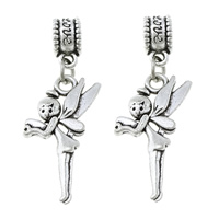European Style Tibetan Style Dangle Beads, Fairy, word love, silver color plated, without troll & blacken, nickel, lead & cadmium free, 36mm, 14x25x2mm, Hole:Approx 5mm, 200PCs/Lot, Sold By Lot