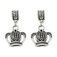 European Style Zinc Alloy Dangle Beads Crown word love silver color plated without troll & blacken nickel lead & cadmium free 27mm Approx 5mm Sold By Lot