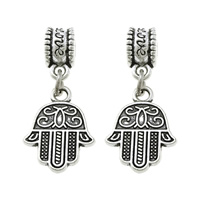 European Style Zinc Alloy Dangle Beads Hamsa word love silver color plated Islamic jewelry & without troll & blacken nickel lead & cadmium free 28mm Approx 5mm Sold By Lot