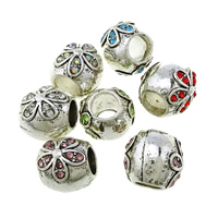 Zinc Alloy European Beads Drum silver color plated without troll & with rhinestone & blacken nickel lead & cadmium free Approx 5mm Sold By Lot