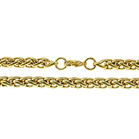 Stainless Steel Chain Necklace gold color plated wheat chain 6mm Length Approx 21 Inch Sold By Lot