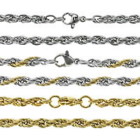 Cadena de Collar, acero inoxidable, chapado, cadena de cuerda, más colores para la opción, 4mm, longitud:aproximado 22 Inch, Vendido por Grupo