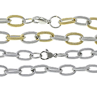 Halskette, Edelstahl, plattiert, unterschiedliche Länge der Wahl & Oval-Kette, keine, 15x9x2mm, 10SträngeStrang/Menge, verkauft von Menge