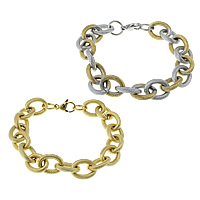 Bijoux bracelet en acier inoxydable, Placage, chaîne ovale, plus de couleurs à choisir, 16.50x13x3mm, Longueur:Environ 8.5 pouce, Vendu par lot