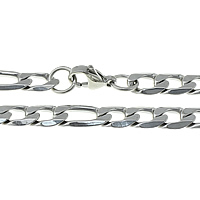 Stainless Steel Chain Necklace, figaro chain, original color, 16x7x2mm, 11.5x7x2mm, Length:Approx 22 Inch, 10Strands/Lot, Sold By Lot