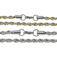 Cadena de Collar, acero inoxidable, chapado, cadena de cuerda, más colores para la opción, 5mm, longitud:aproximado 22 Inch, 20Strandsfilamento/Grupo, Vendido por Grupo