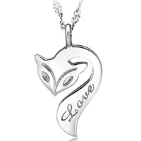 Brass Jewelry Pendants, Fox, word love, silver color plated, nickel, lead & cadmium free, 15x25mm, Hole:Approx 1-2mm, Sold By PC