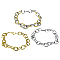 Stainless Steel Jewelry Bracelet, plated, oval chain, more colors for choice, 15x11x2.50mm, Length:Approx 9 Inch, 10Strands/Lot, Sold By Lot