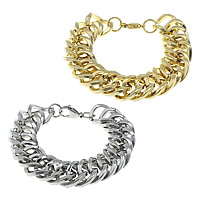 Stainless Steel Jewelry Bracelet, plated, rope chain, more colors for choice, 20mm, Length:Approx 9 Inch, 5Strands/Lot, Sold By Lot