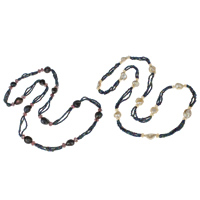 Пресноводные перлы ожерелье цепи свитера, Пресноводные жемчуги, с Кристаллы & Стеклянный бисер, с 4cm наполнитель цепи, Стиль Барокко, граненый, Много цветов для выбора, 12-13mm, Продан через Приблизительно 30 дюймовый Strand