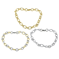 Stainless Steel Jewelry Bracelet, plated, oval chain, more colors for choice, 11.5x7x1.5mm, 8x7x1.5mm, Length:Approx 8.5 Inch, Sold By Lot