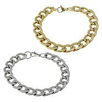 Stainless Steel Jewelry Bracelet, plated, curb chain & matte, more colors for choice, 16x11.50x3mm, Length:Approx 8.5 Inch, 10Strands/Lot, Sold By Lot