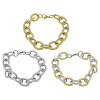 Stainless Steel Jewelry Bracelet, plated, oval chain, more colors for choice, 18x13.50x3mm, Length:Approx 8.5 Inch, 10Strands/Lot, Sold By Lot