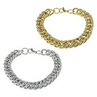 Bijoux bracelet en acier inoxydable, Placage, chaîne de corde, plus de couleurs à choisir, 12mm, Longueur:Environ 8.5 pouce, Vendu par lot