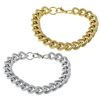 Stainless Steel Jewelry Bracelet, plated, twist oval chain, more colors for choice, 14x11x3mm, Length:Approx 8.5 Inch, 10Strands/Lot, Sold By Lot