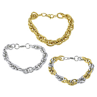 Stainless Steel Jewelry Bracelet, plated, rope chain, more colors for choice, 14x10x2mm, Length:Approx 8.5 Inch, 10Strands/Lot, Sold By Lot