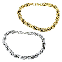 Stainless Steel Jewelry Bracelet, plated, rope chain, more colors for choice, 6mm, Length:Approx 8 Inch, 20Strands/Lot, Sold By Lot