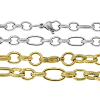Stainless Steel Chain Necklace, plated, figaro chain, more colors for choice, 11x6x1.5mm, 7.5x6x2mm, Length:Approx 21 Inch, 20Strands/Lot, Sold By Lot