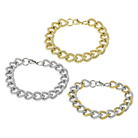 Stainless Steel Jewelry Bracelet, plated, twist oval chain, more colors for choice, 16x12.50x3mm, Length:Approx 8.5 Inch, 10Strands/Lot, Sold By Lot