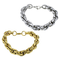 Stainless Steel Jewelry Bracelet, plated, rope chain, more colors for choice, 14x11x3mm, Length:Approx 8.5 Inch, 10Strands/Lot, Sold By Lot