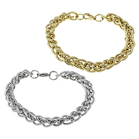 Stainless Steel Jewelry Bracelet, plated, wheat chain, more colors for choice, 8mm, Length:Approx 8.5 Inch, 20Strands/Lot, Sold By Lot