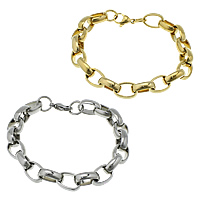 Bijoux bracelet en acier inoxydable, Placage, chaîne ovale, plus de couleurs à choisir, 14.50x10x4mm, Longueur:Environ 8.5 pouce, 20Strandstoron/lot, Vendu par lot
