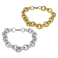 Stainless Steel Jewelry Bracelet, plated, oval chain, more colors for choice, 15x13x3mm, Length:Approx 8.5 Inch, 10Strands/Lot, Sold By Lot