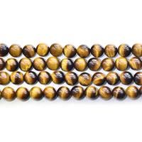 Tigerauge Perlen, rund, natürlich, verschiedene Größen vorhanden, gelb, Bohrung:ca. 1mm, verkauft per ca. 15.5 ZollInch Strang